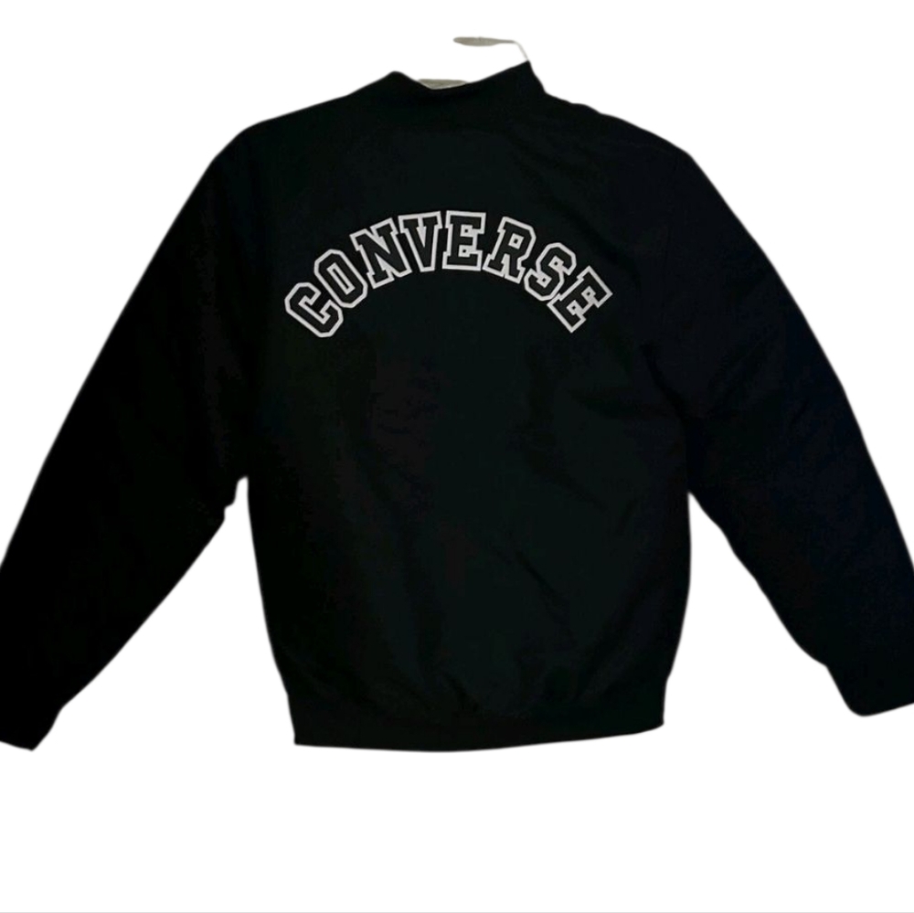 🖤 Converse Unisex Kids Bomber Jacket - Size 7 | All Stars Varsity Puffy Black